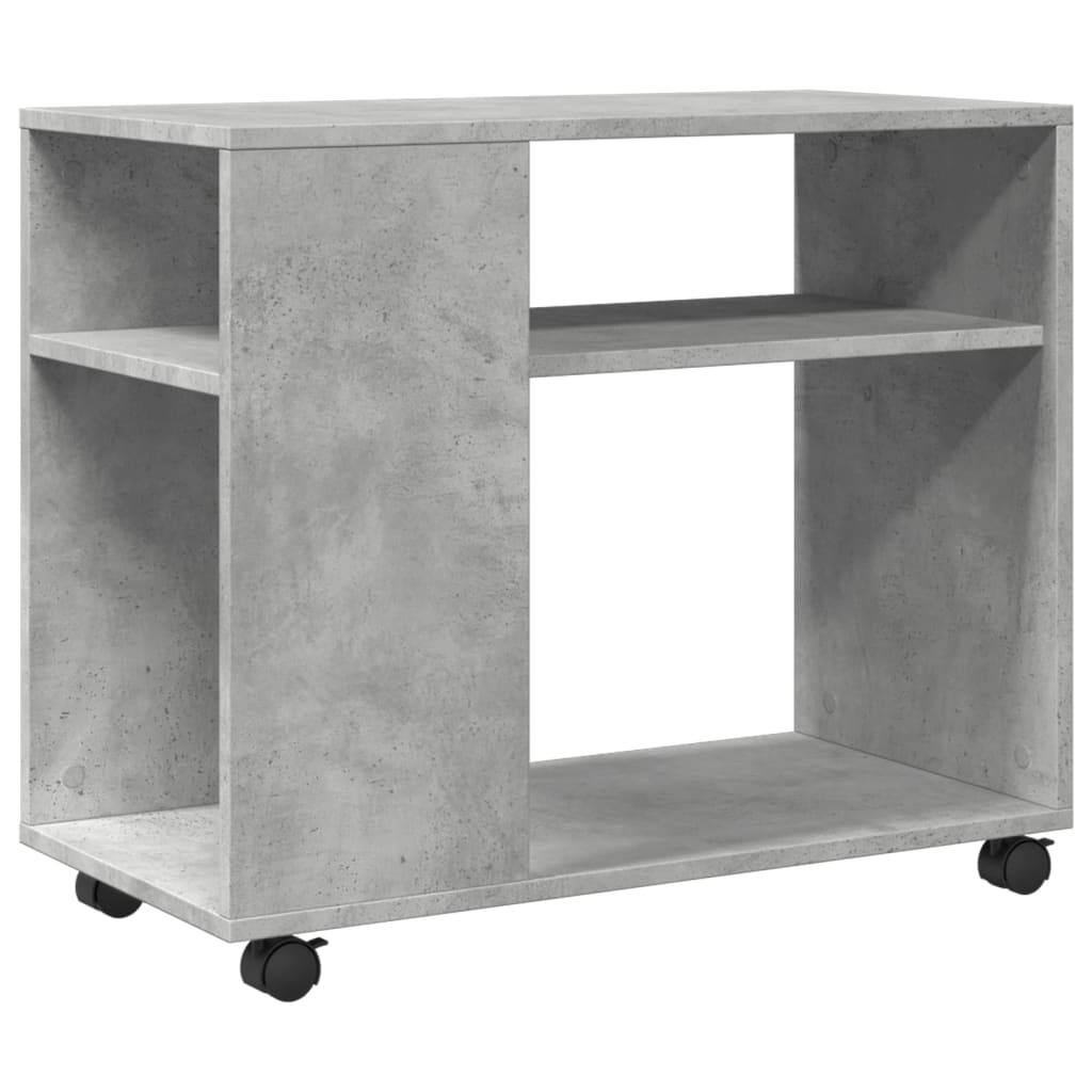 vidaXL Side Table with Wheels Concrete Grey 70x35x60cm Engineered Wood