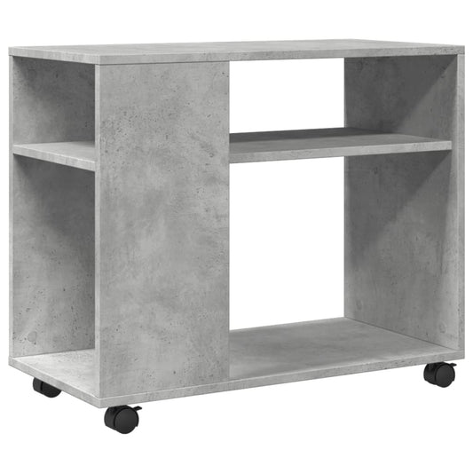 vidaXL Side Table with Wheels Concrete Grey 70x35x60cm Engineered Wood