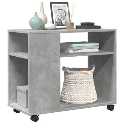 vidaXL Side Table with Wheels Concrete Grey 70x35x60cm Engineered Wood