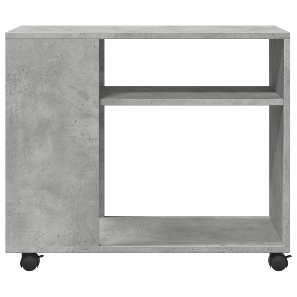 vidaXL Side Table with Wheels Concrete Grey 70x35x60cm Engineered Wood