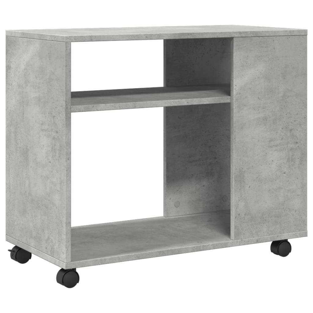 vidaXL Side Table with Wheels Concrete Grey 70x35x60cm Engineered Wood