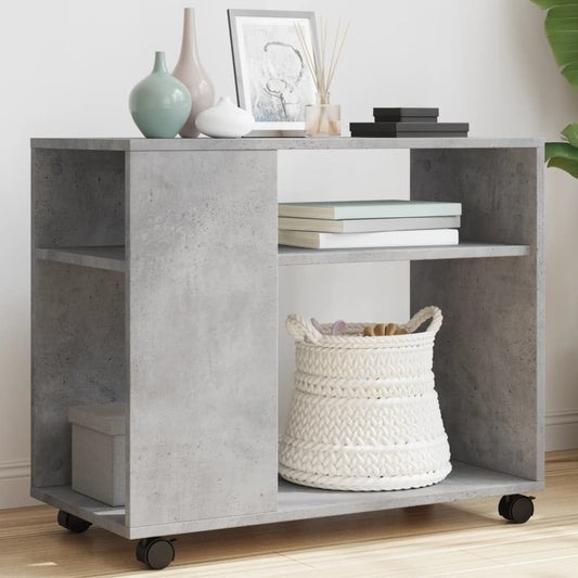 vidaXL Side Table with Wheels Concrete Grey 70x35x60cm Engineered Wood