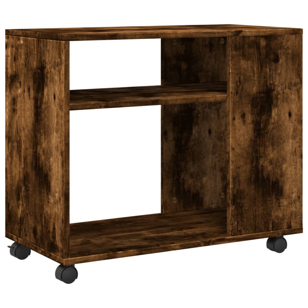 vidaXL Side Table with Wheels Smoked Oak 70x35x60 cm Engineered Wood