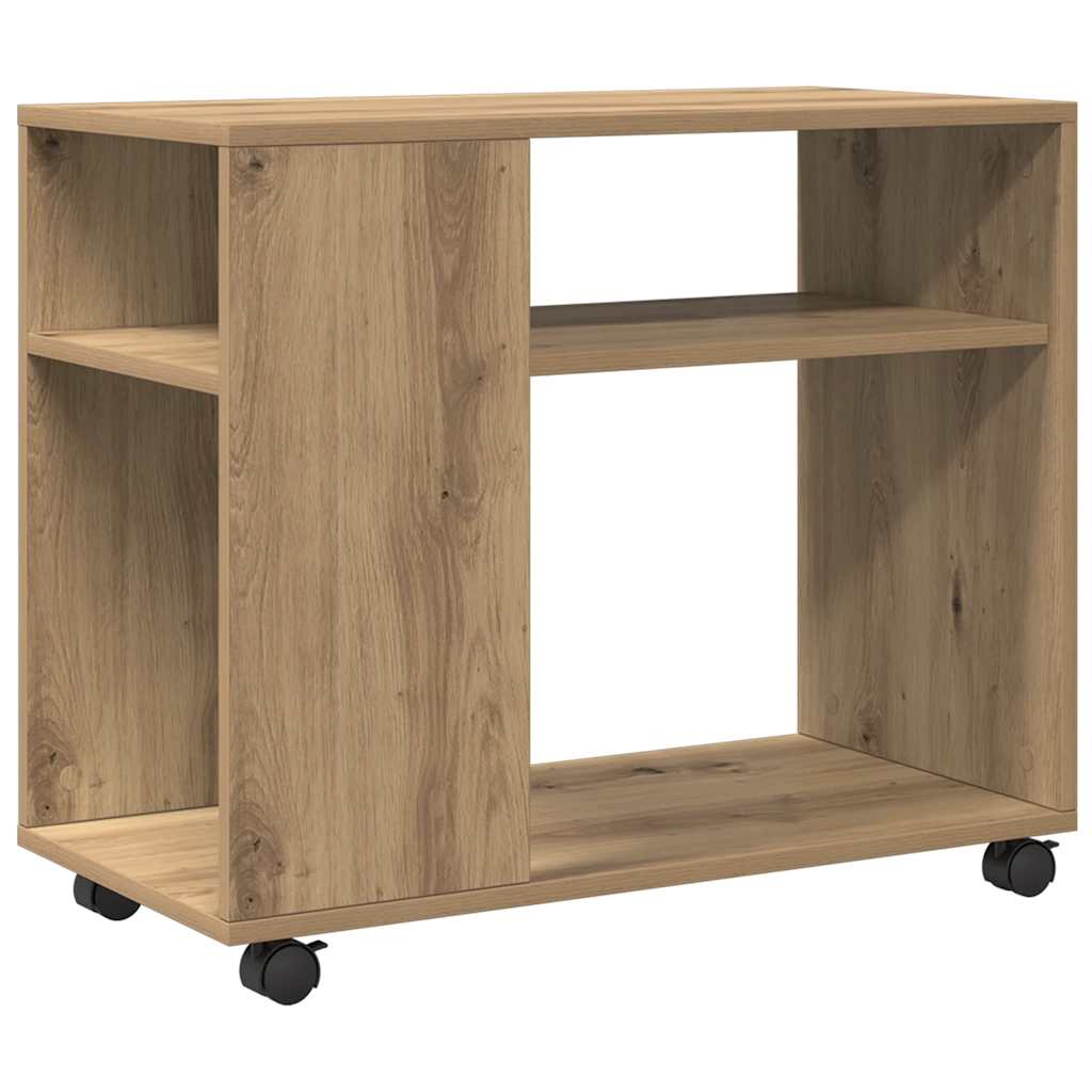 vidaXL Side Table with Wheels Artisian Oak 70x35x60 cm Engineered Wood