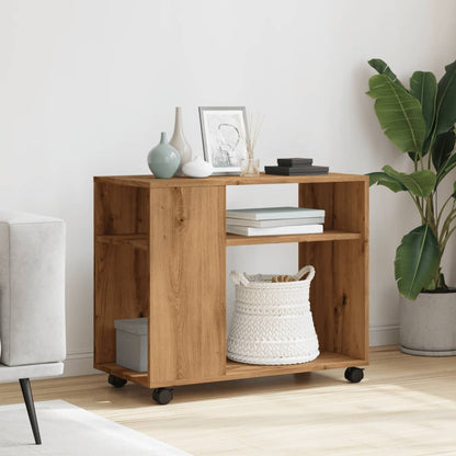 vidaXL Side Table with Wheels Artisian Oak 70x35x60 cm Engineered Wood