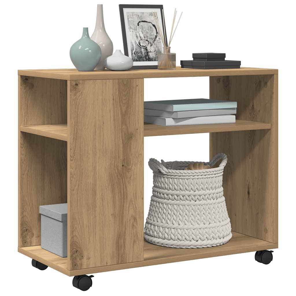 vidaXL Side Table with Wheels Artisian Oak 70x35x60 cm Engineered Wood