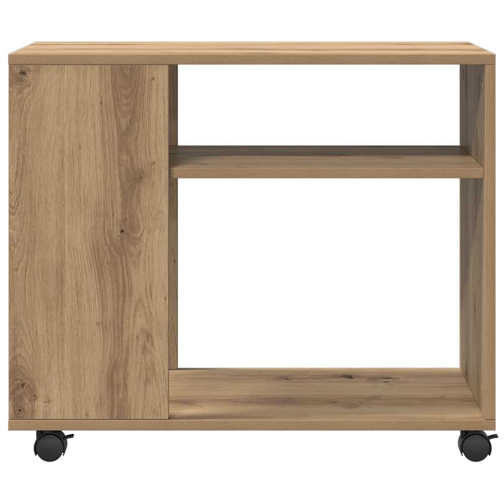 vidaXL Side Table with Wheels Artisian Oak 70x35x60 cm Engineered Wood