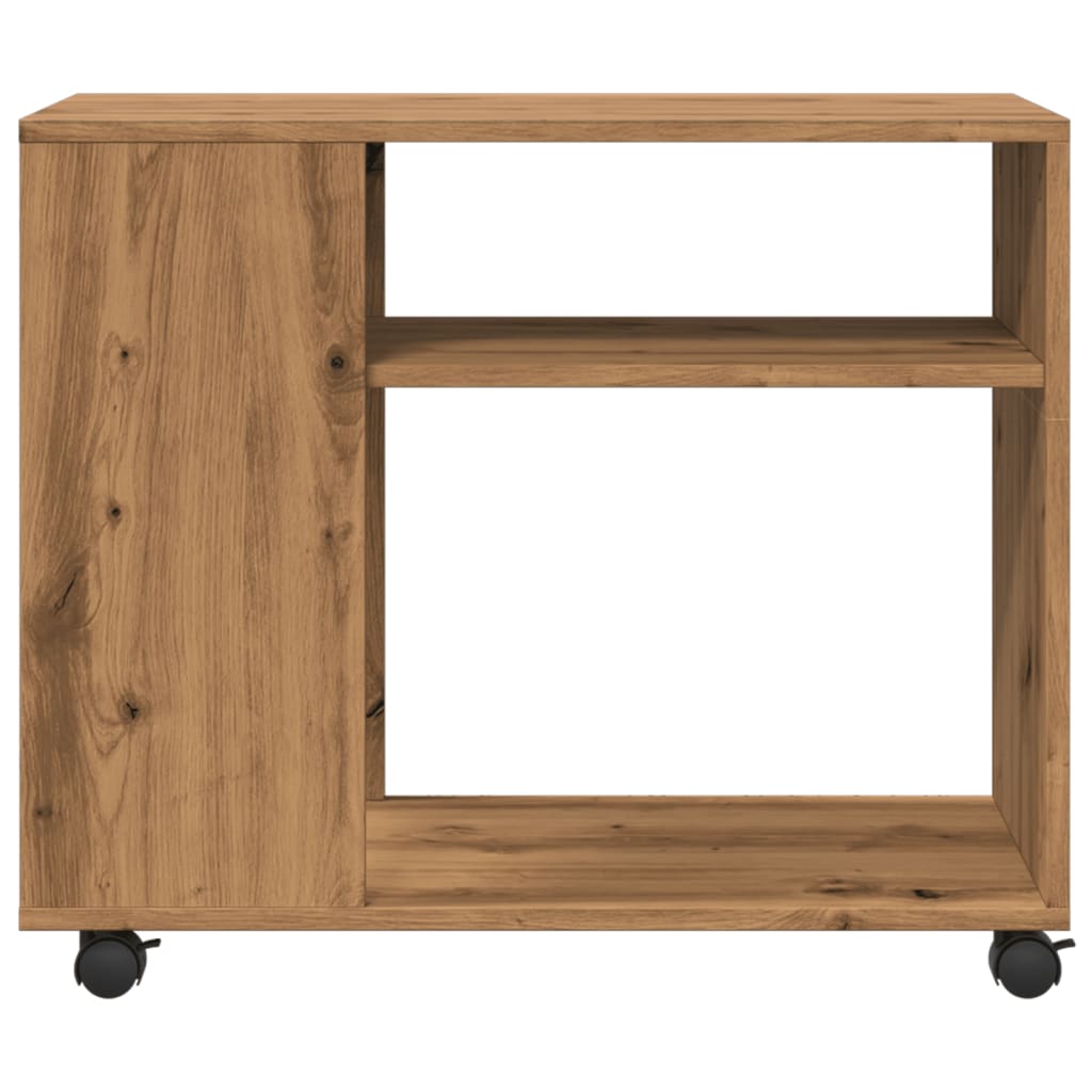 vidaXL Side Table with Wheels Artisian Oak 70x35x60 cm Engineered Wood