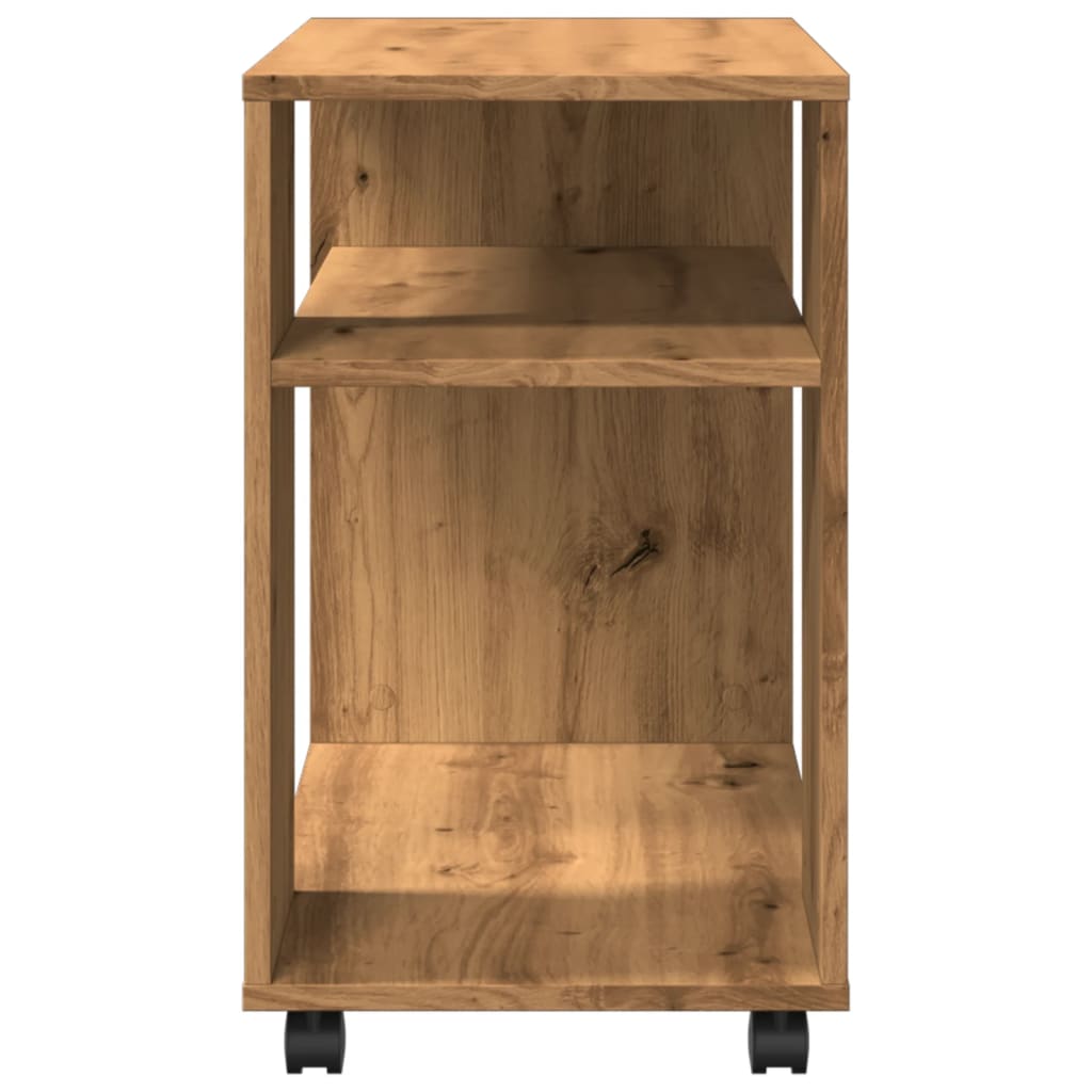 vidaXL Side Table with Wheels Artisian Oak 70x35x60 cm Engineered Wood