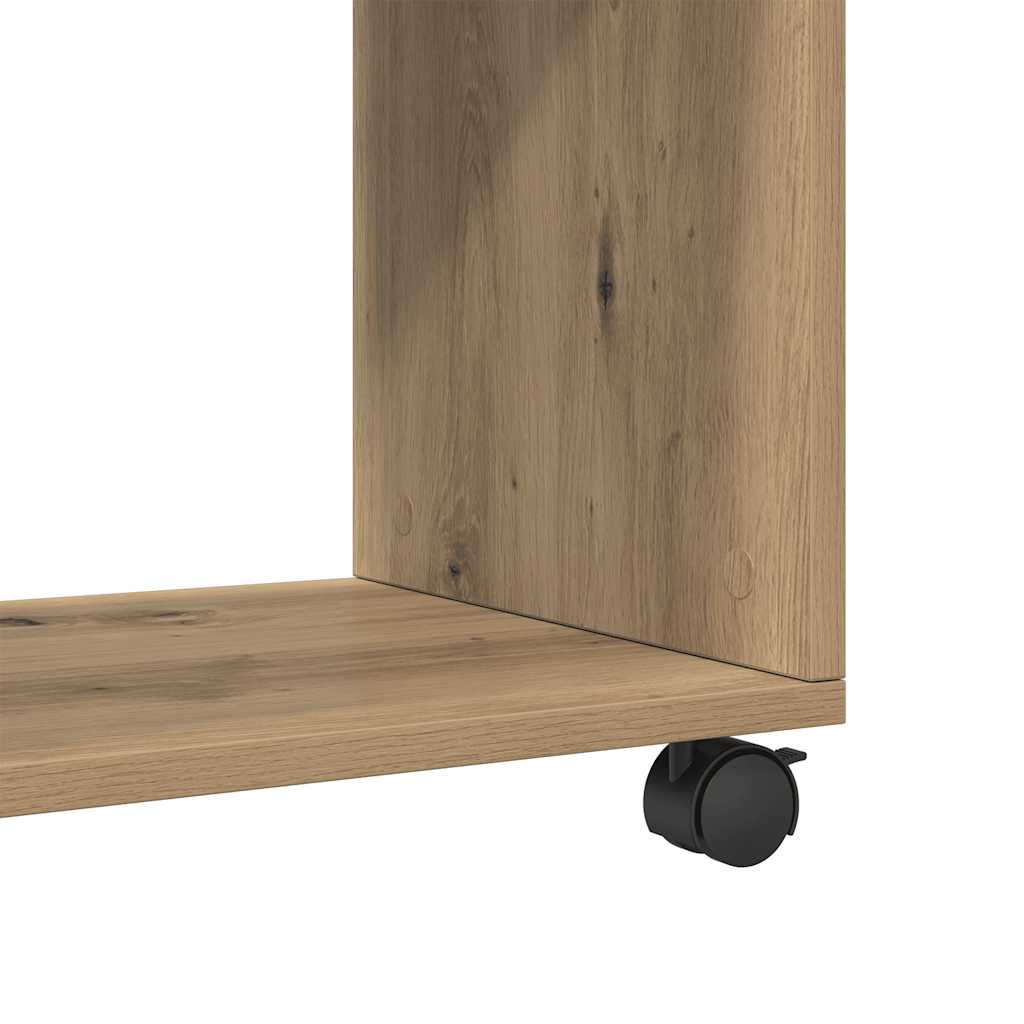 vidaXL Side Table with Wheels Artisian Oak 70x35x60 cm Engineered Wood