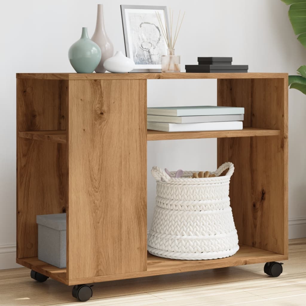 vidaXL Side Table with Wheels Artisian Oak 70x35x60 cm Engineered Wood