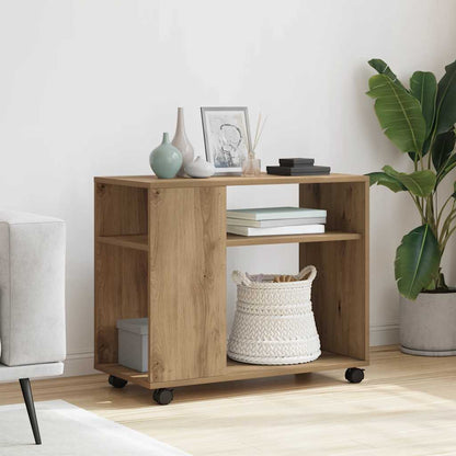 vidaXL Side Table with Wheels Artisian Oak 70x35x60 cm Engineered Wood