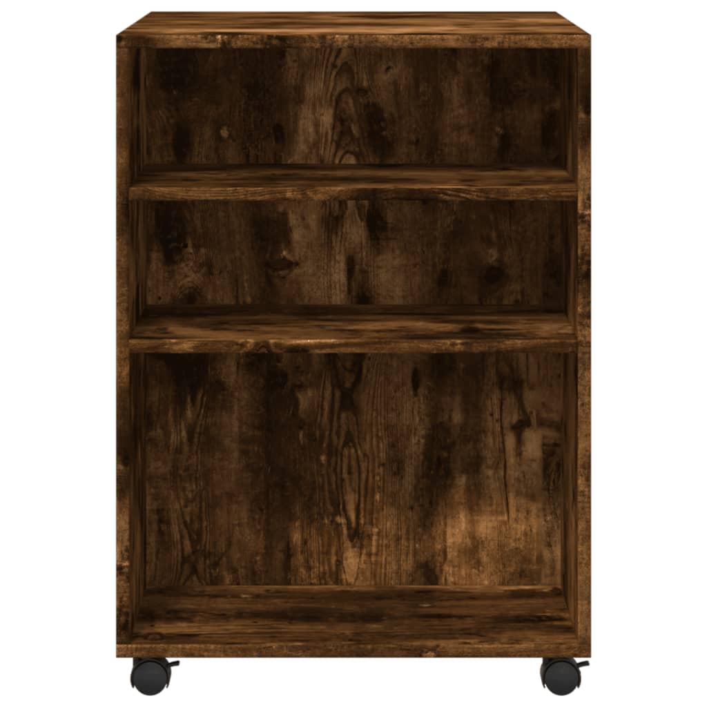 vidaXL Side Table with Wheels Smoked Oak 55x60x78 cm Engineered Wood