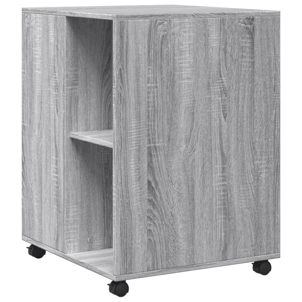 vidaXL Side Table with Wheels Grey Sonoma 55x60x78 cm Engineered Wood