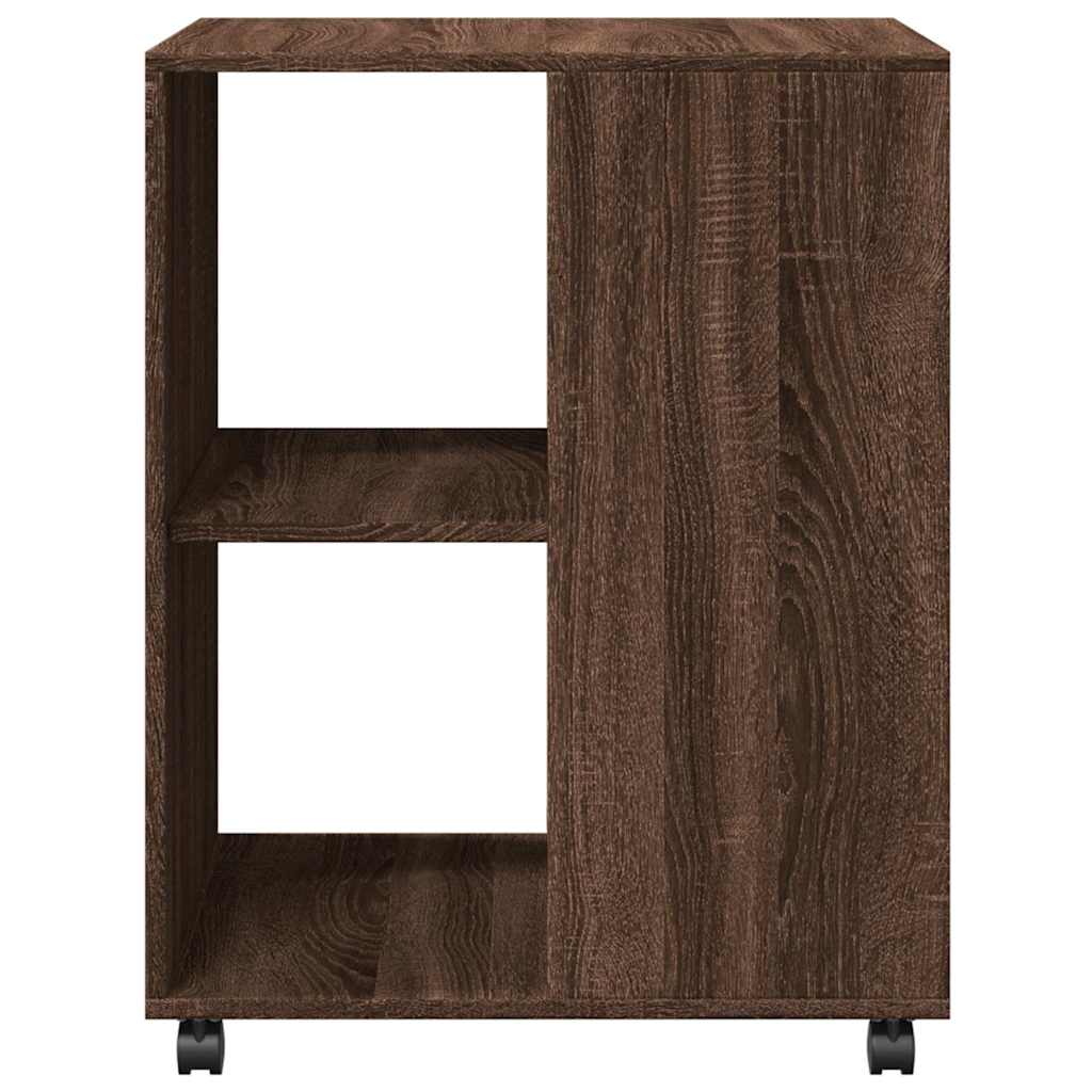 vidaXL Side Table with Wheels Brown Oak 55x60x78 cm Engineered Wood