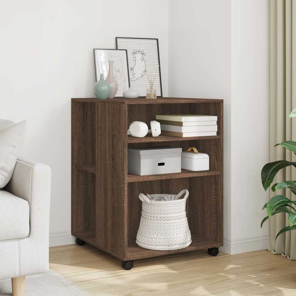 vidaXL Side Table with Wheels Brown Oak 55x60x78 cm Engineered Wood