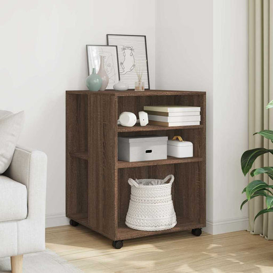 vidaXL Side Table with Wheels Brown Oak 55x60x78 cm Engineered Wood