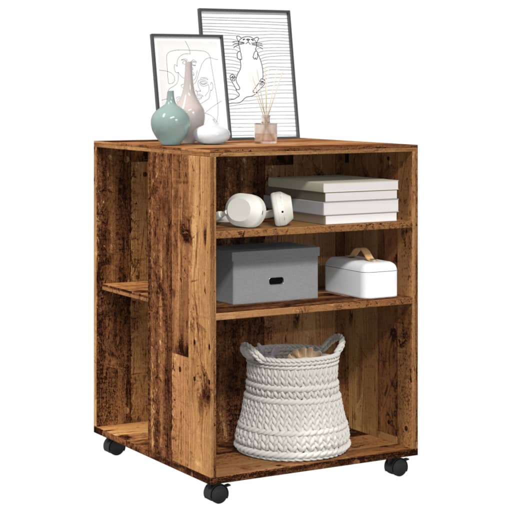vidaXL Side Table with Wheels Old Wood 55x60x78 cm Engineered Wood