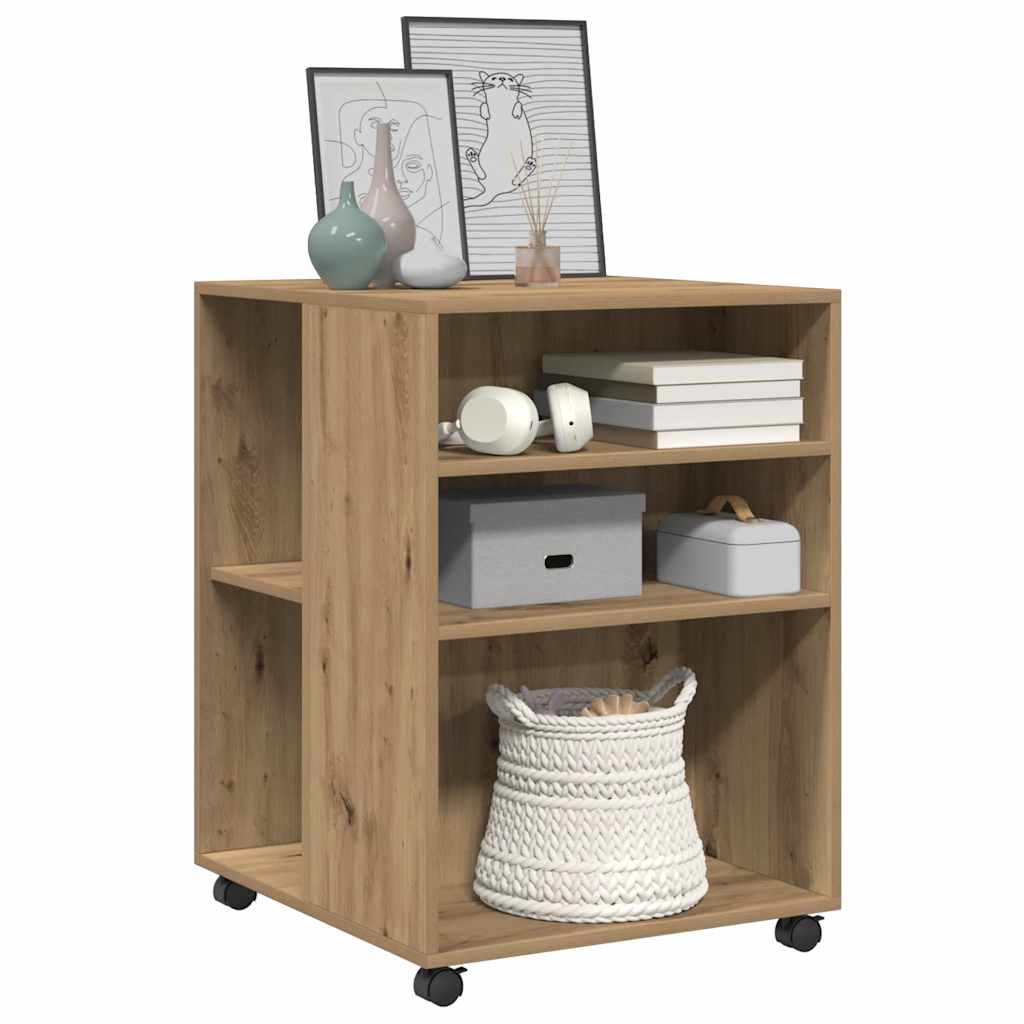 vidaXL Side Table with Wheels Artisian Oak 55x60x78 cm Engineered Wood