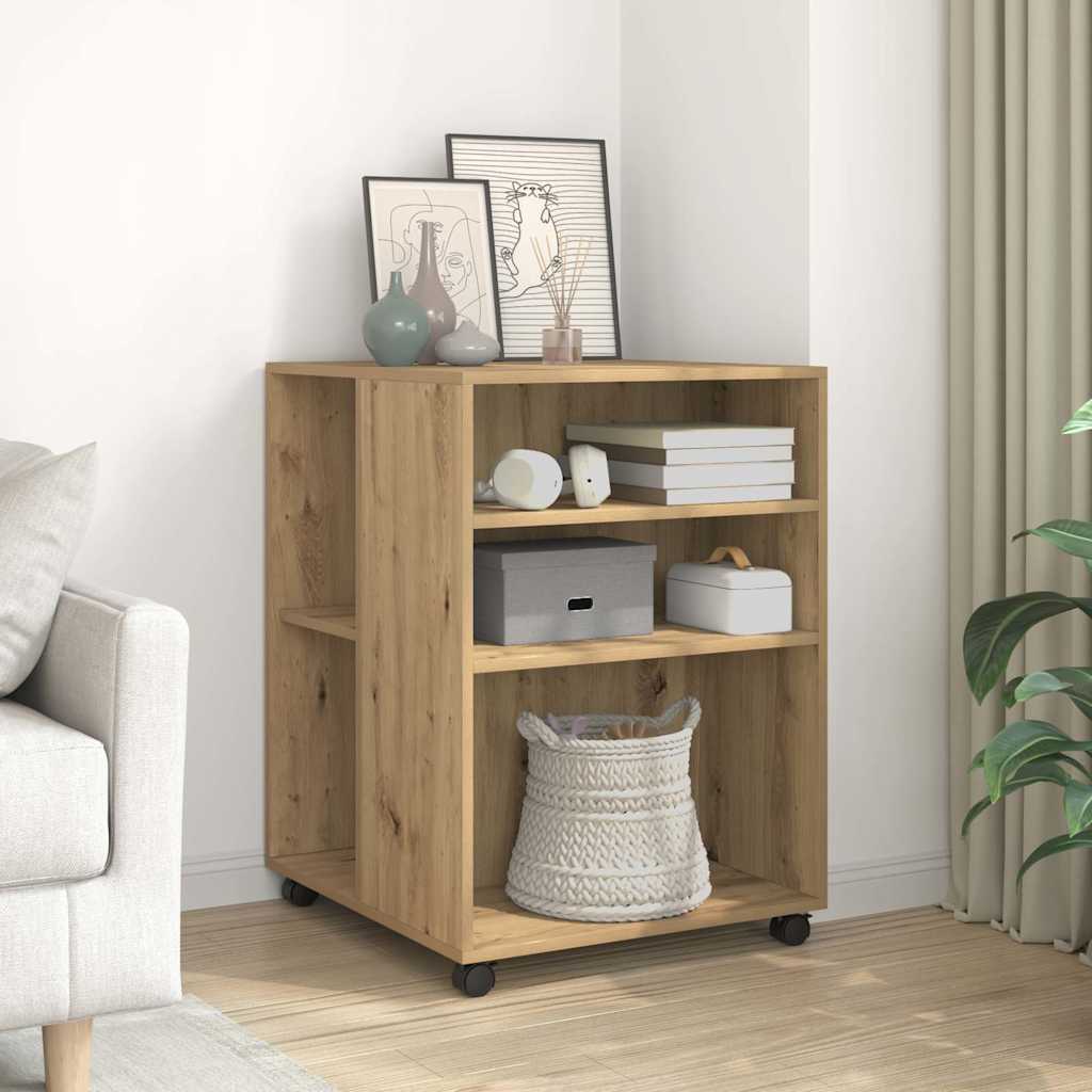 vidaXL Side Table with Wheels Artisian Oak 55x60x78 cm Engineered Wood