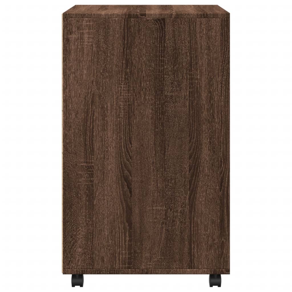 vidaXL Rolling Cabinet Brown Oak 60x48x81 cm Engineered Wood