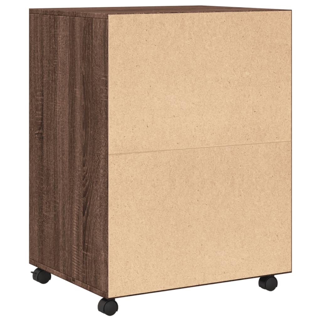 vidaXL Rolling Cabinet Brown Oak 60x48x81 cm Engineered Wood