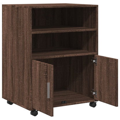vidaXL Rolling Cabinet Brown Oak 60x48x81 cm Engineered Wood