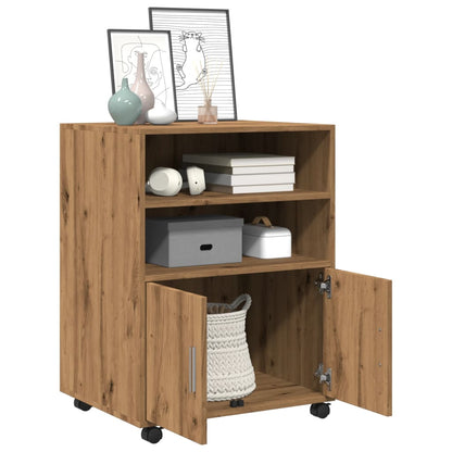 vidaXL Rolling Cabinet Artisian Oak 60x48x81 cm Engineered Wood
