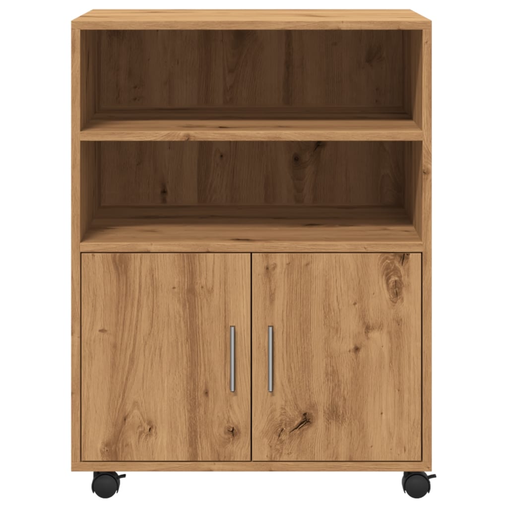 vidaXL Rolling Cabinet Artisian Oak 60x48x81 cm Engineered Wood
