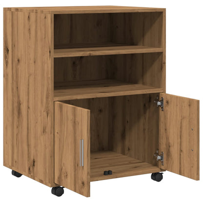 vidaXL Rolling Cabinet Artisian Oak 60x48x81 cm Engineered Wood