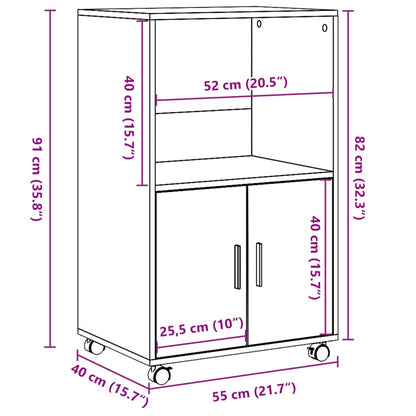 vidaXL Rolling Cabinet White 55x40x91 cm Engineered Wood