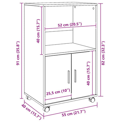 vidaXL Rolling Cabinet Artisian Oak 55x40x91 cm Engineered Wood