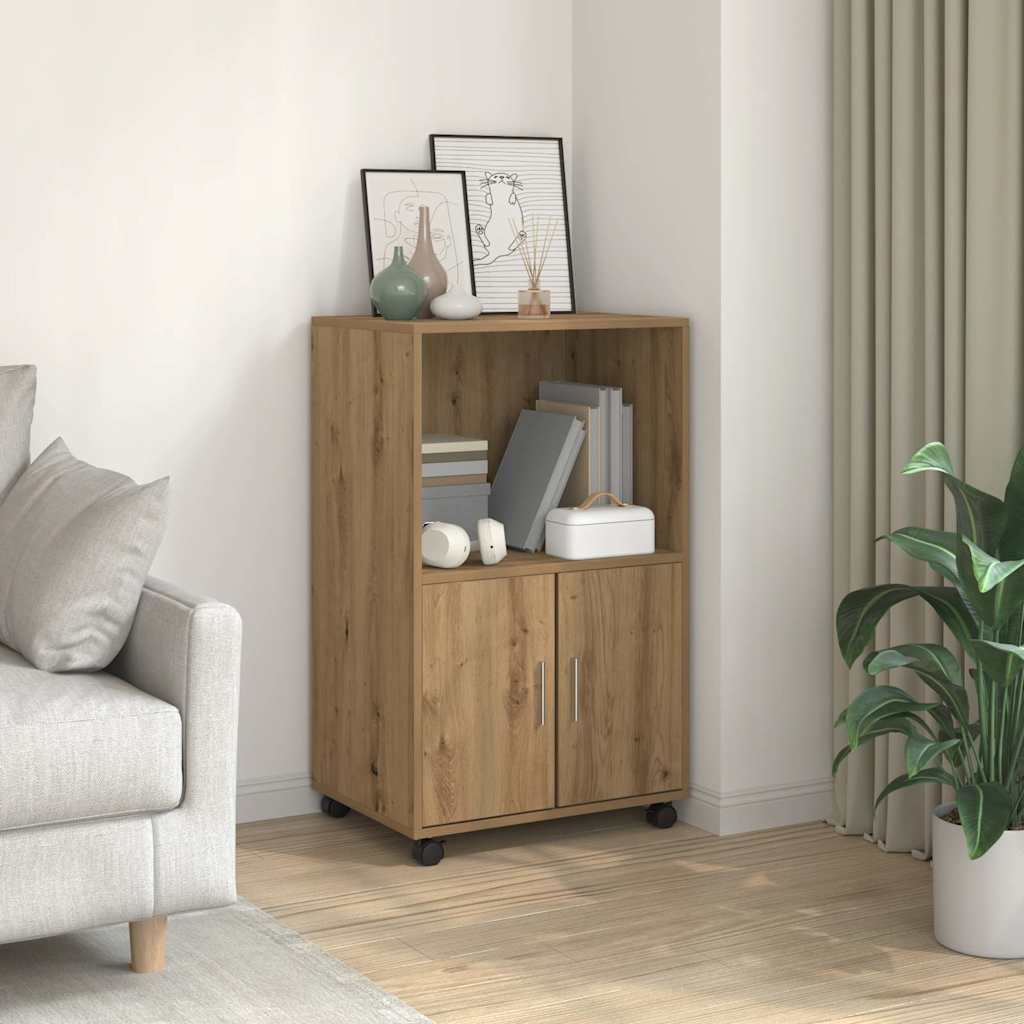 vidaXL Rolling Cabinet Artisian Oak 55x40x91 cm Engineered Wood