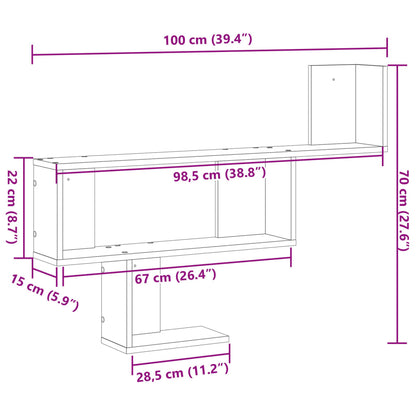 vidaXL Wall Shelf White 100x15x70 cm Engineered Wood