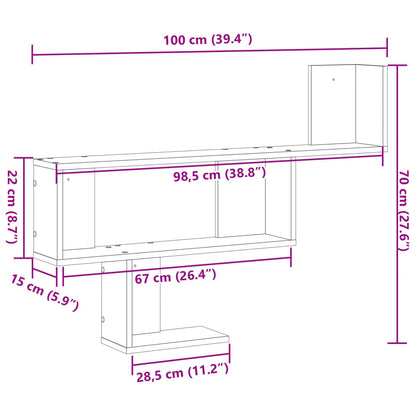 vidaXL Wall Shelf Grey Sonoma 100x15x70 cm Engineered Wood