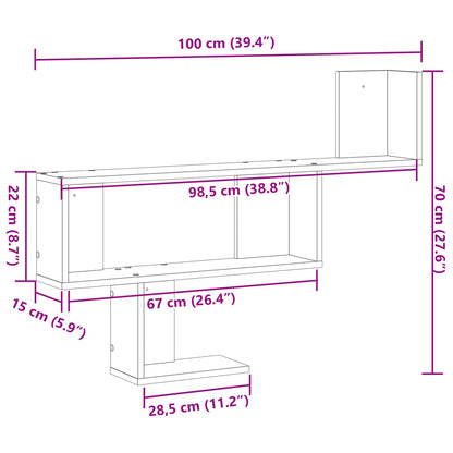 vidaXL Wall Shelf Artisian Oak 100x15x70 cm Engineered Wood