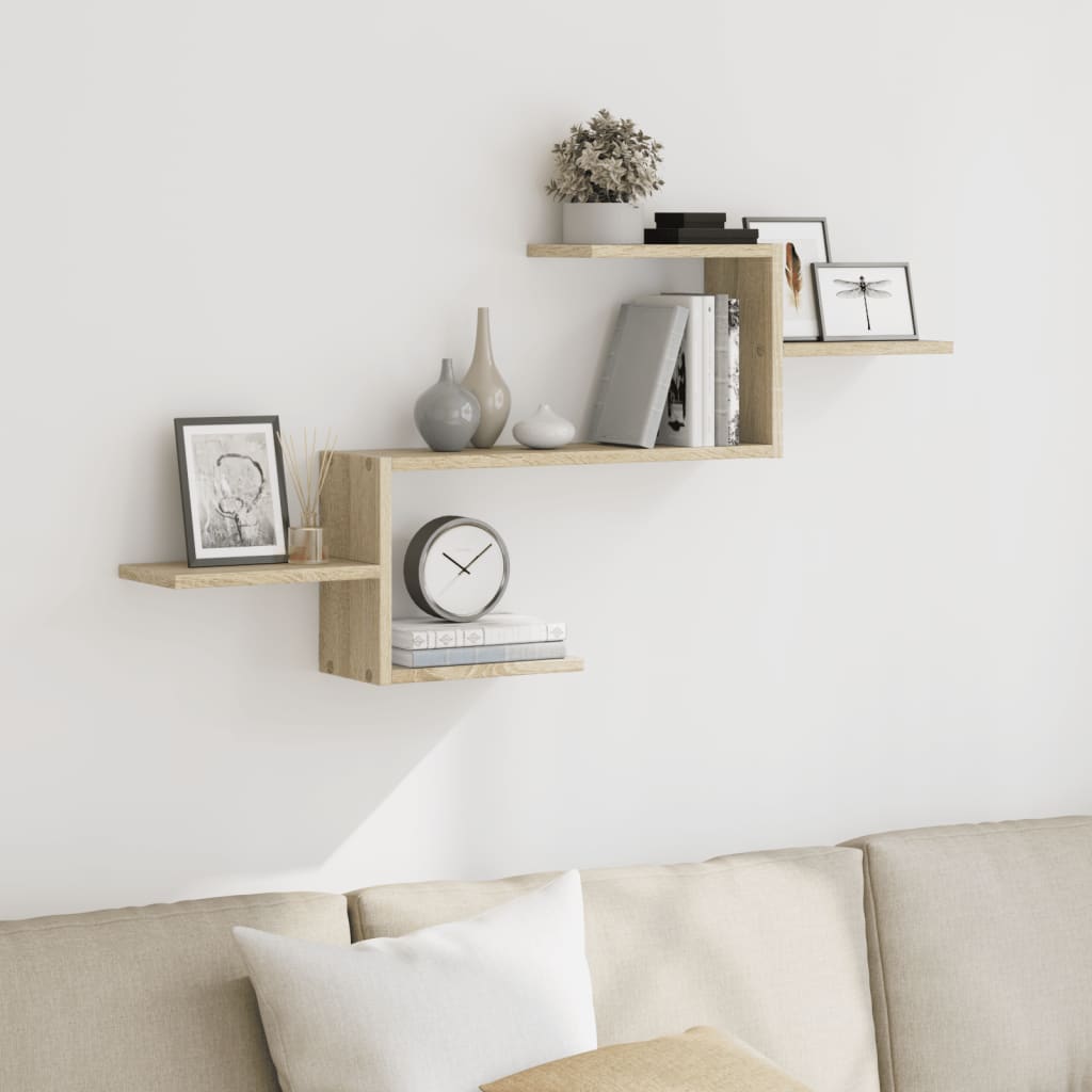 vidaXL Wall Shelf Sonoma Oak 104x15x49 cm Engineered Wood
