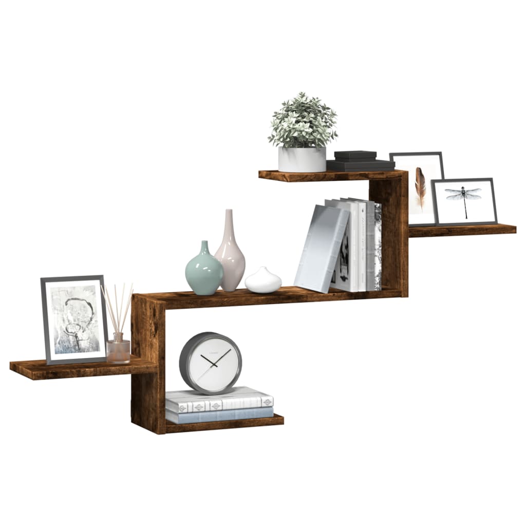 vidaXL Wall Shelf Smoked Oak 104x15x49 cm Engineered Wood