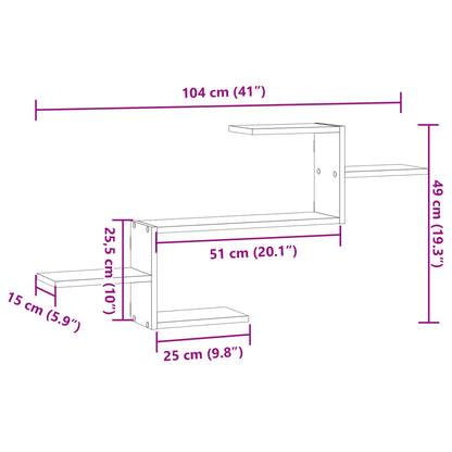 vidaXL Wall Shelf Smoked Oak 104x15x49 cm Engineered Wood