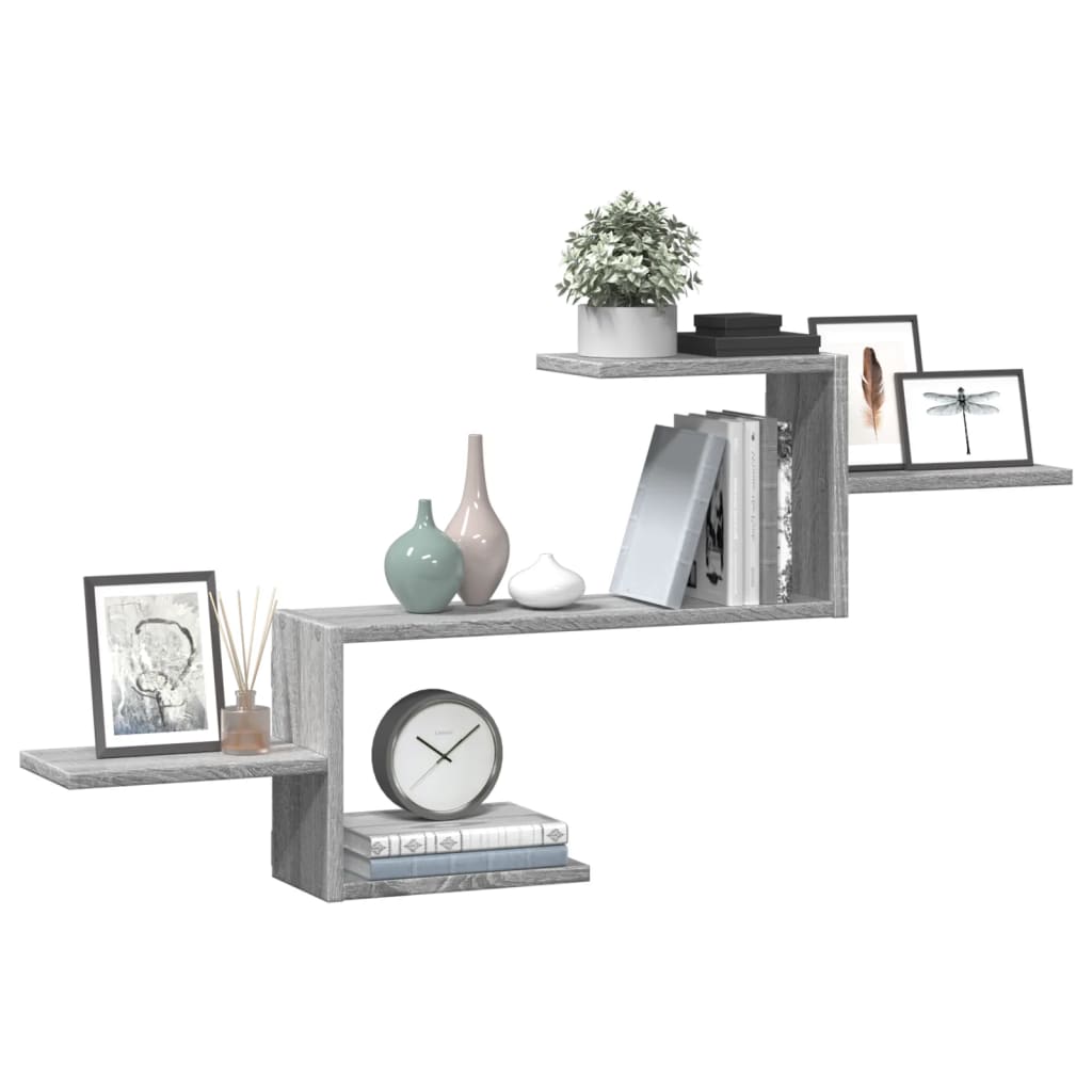 vidaXL Wall Shelf Grey Sonoma 104x15x49 cm Engineered Wood