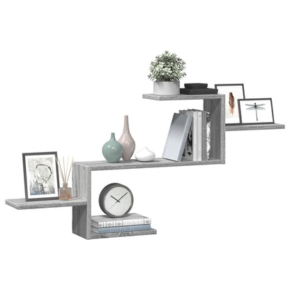 vidaXL Wall Shelf Grey Sonoma 104x15x49 cm Engineered Wood