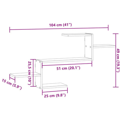 vidaXL Wall Shelf Grey Sonoma 104x15x49 cm Engineered Wood