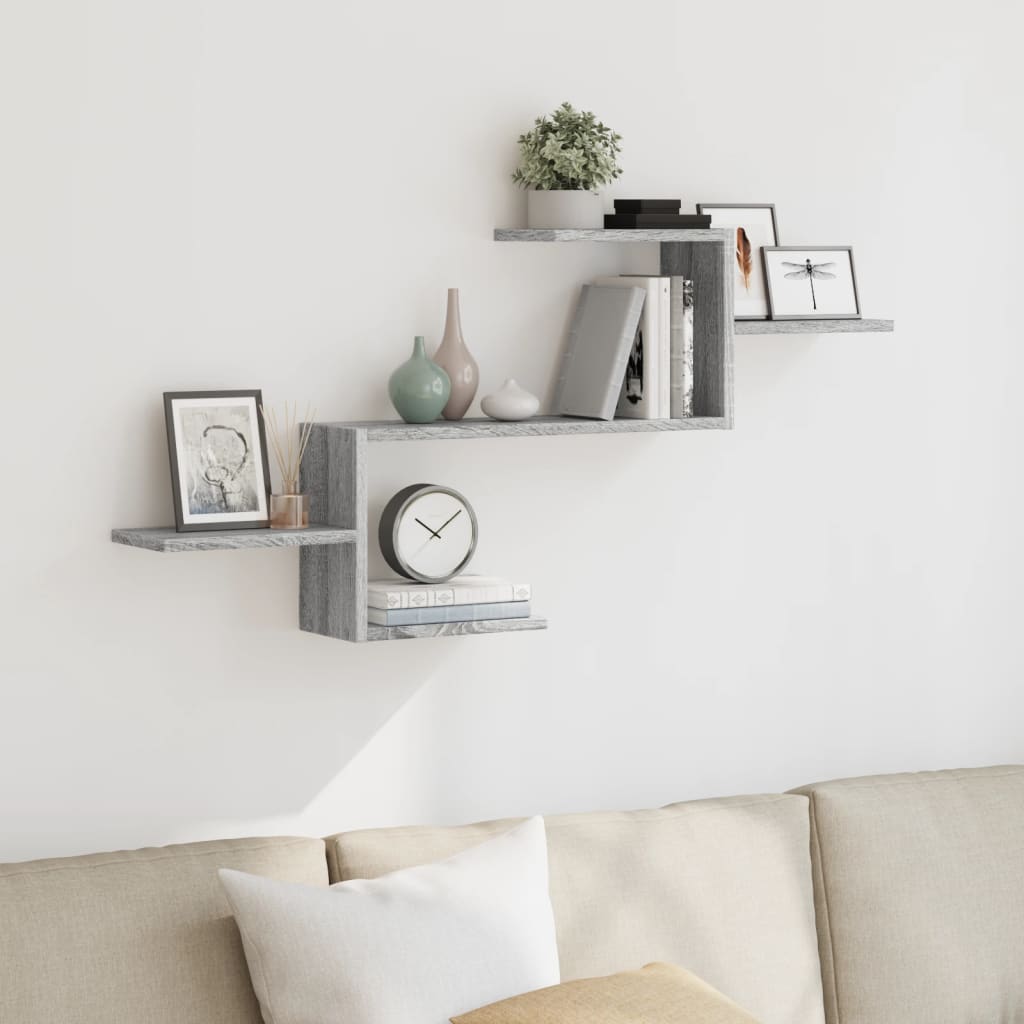 vidaXL Wall Shelf Grey Sonoma 104x15x49 cm Engineered Wood