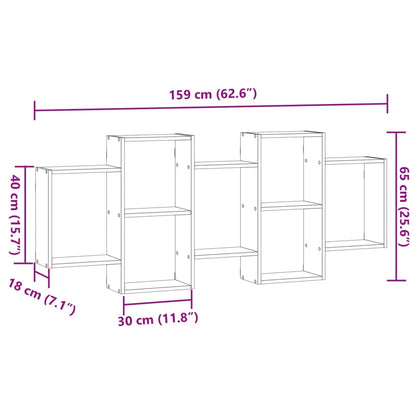 vidaXL Wall Shelf White 159x18x65 cm Engineered Wood