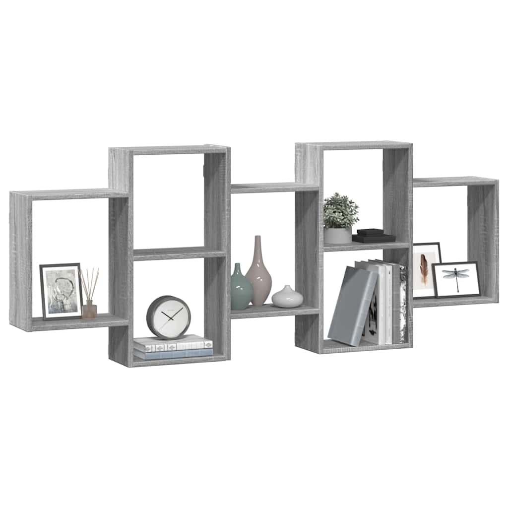 vidaXL Wall Shelf Grey Sonoma 159x18x65 cm Engineered Wood