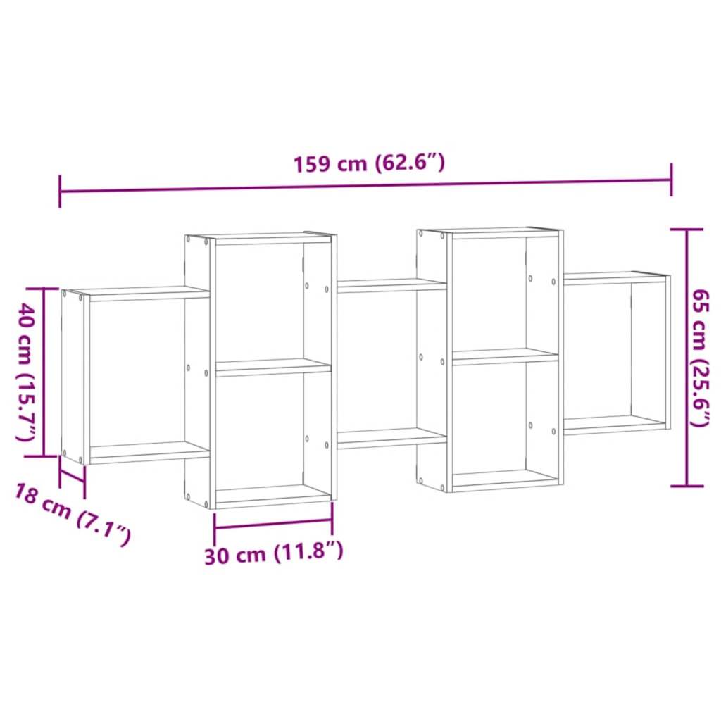 vidaXL Wall Shelf Artisian Oak 159x18x65 cm Engineered Wood