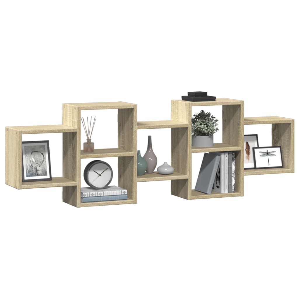 vidaXL Wall Shelf Sonoma Oak 129x18x42 cm Engineered Wood