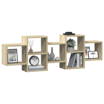 vidaXL Wall Shelf Sonoma Oak 129x18x42 cm Engineered Wood