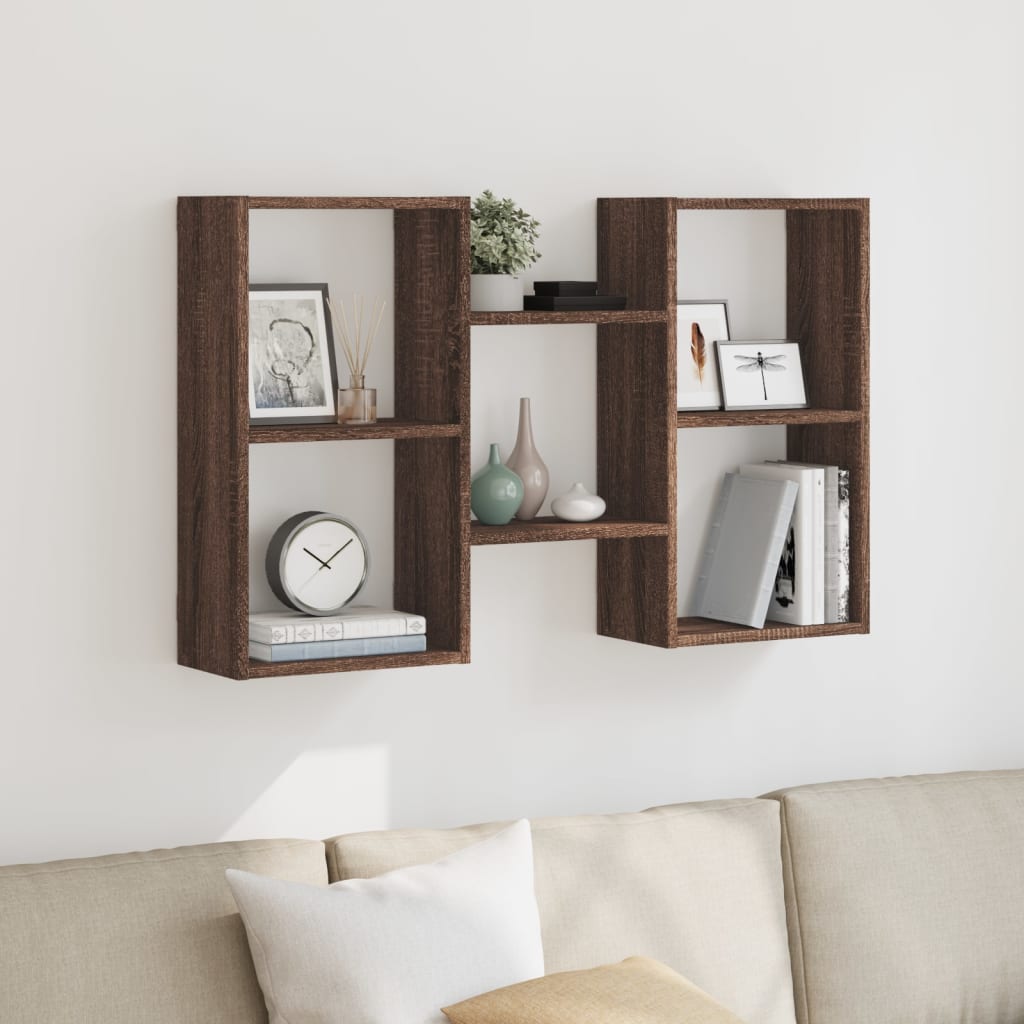 vidaXL Wall Shelf Brown Oak 96x18x60 cm Engineered Wood