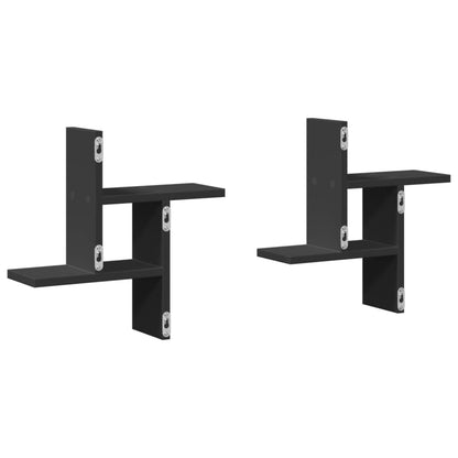 vidaXL Wall Shelves 2 pcs Black 38x12x38 cm Engineered Wood
